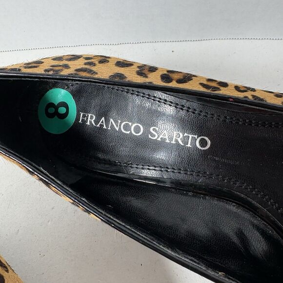 Franco Sarto Heels Womens Size 8 Zeus Leopard Cheetah Print Calf Hair Wedge B1 - Picture 2 of 12